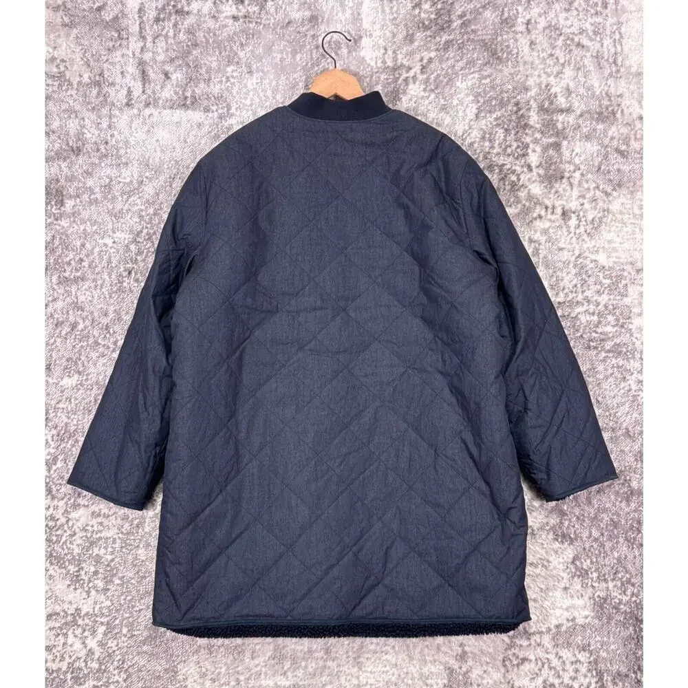 Levis Made & Crafted Coat XL Indigo Blue Quilted Reversible Sherpa Fleece Jacket
